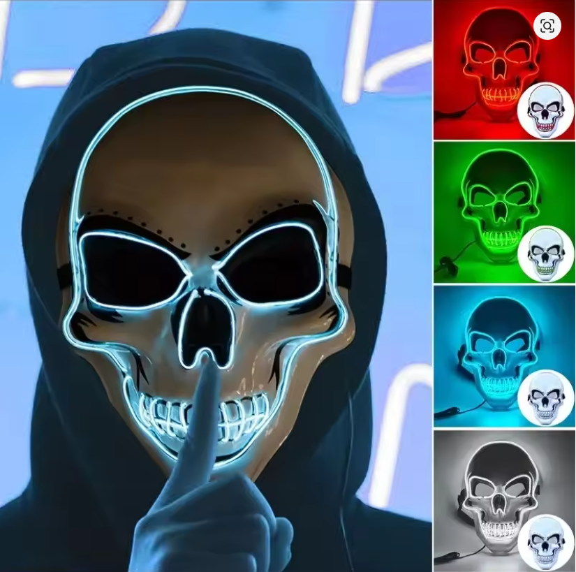LED Glow Skull Mask β Light-Up Halloween Party Mask π