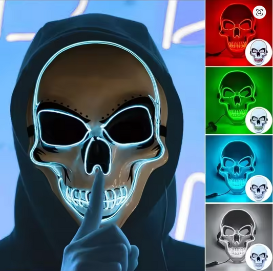 LED Glow Skull Mask – Light-Up Halloween Party Mask 💀