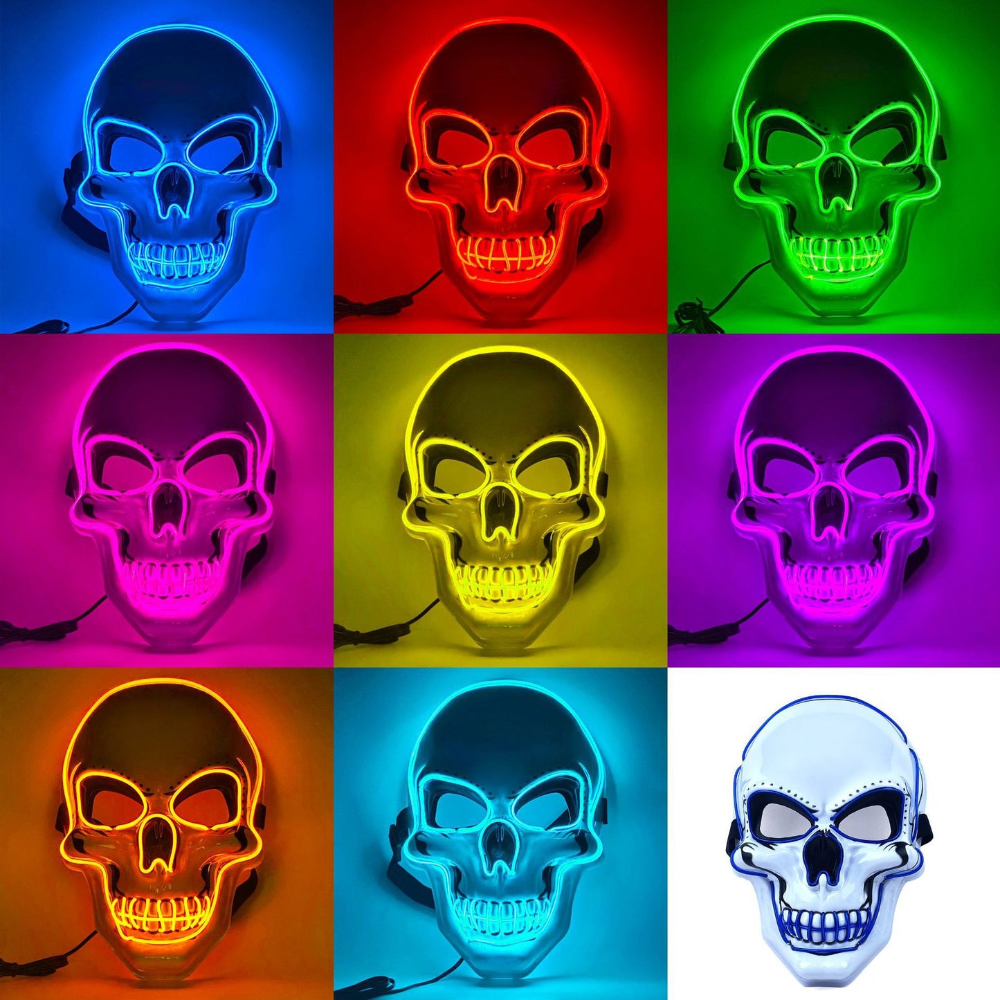 LED Glow Skull Mask – Light-Up Halloween Party Mask 💀